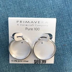 Primavera Pure 100 Silver Earrings Hoops Jewelry